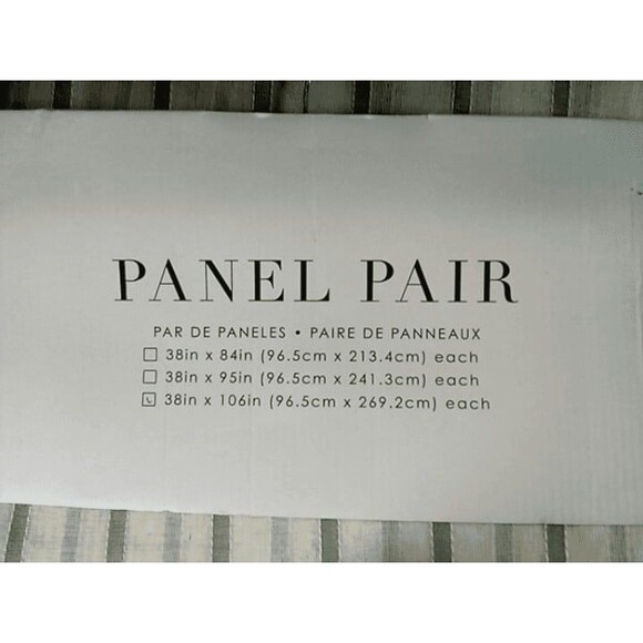 Set of 2 - Panel Pair Linen Stripe Curtains 38"x106" Each-White - Picture 4 of 5